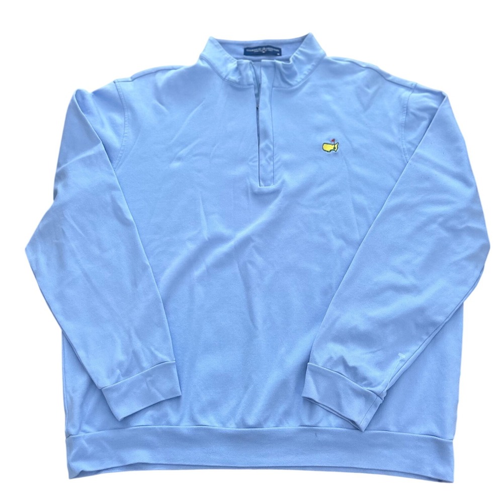Masters Clubhouse Collection Light Blue Quarter Zip Pullover Mens Medium Italy